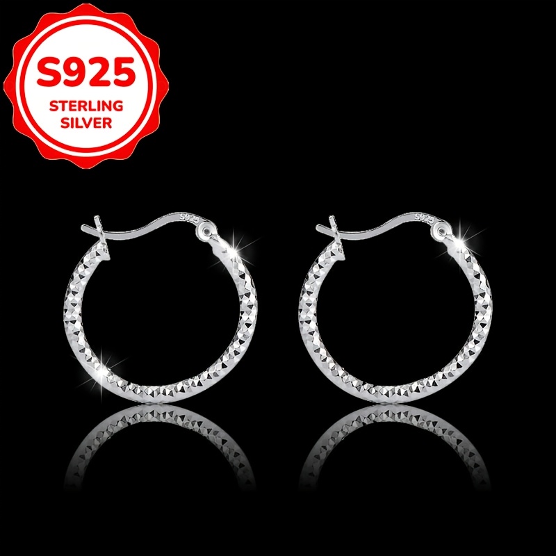 2pcs Women's Fashion Stud Earrings, Easy Circle 925 Silver Gift